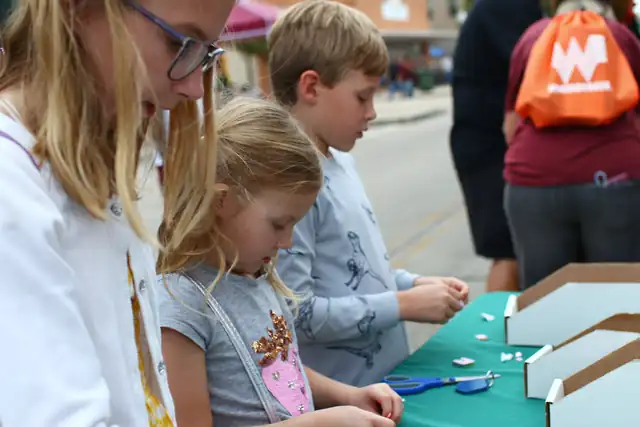 Children build at the Byrd Zone table