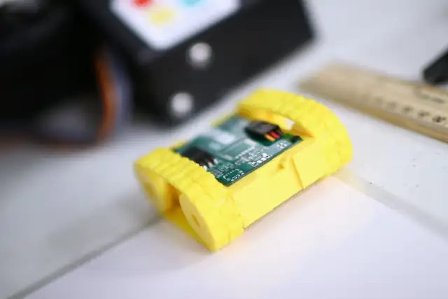 A small robot built on a printed chassis